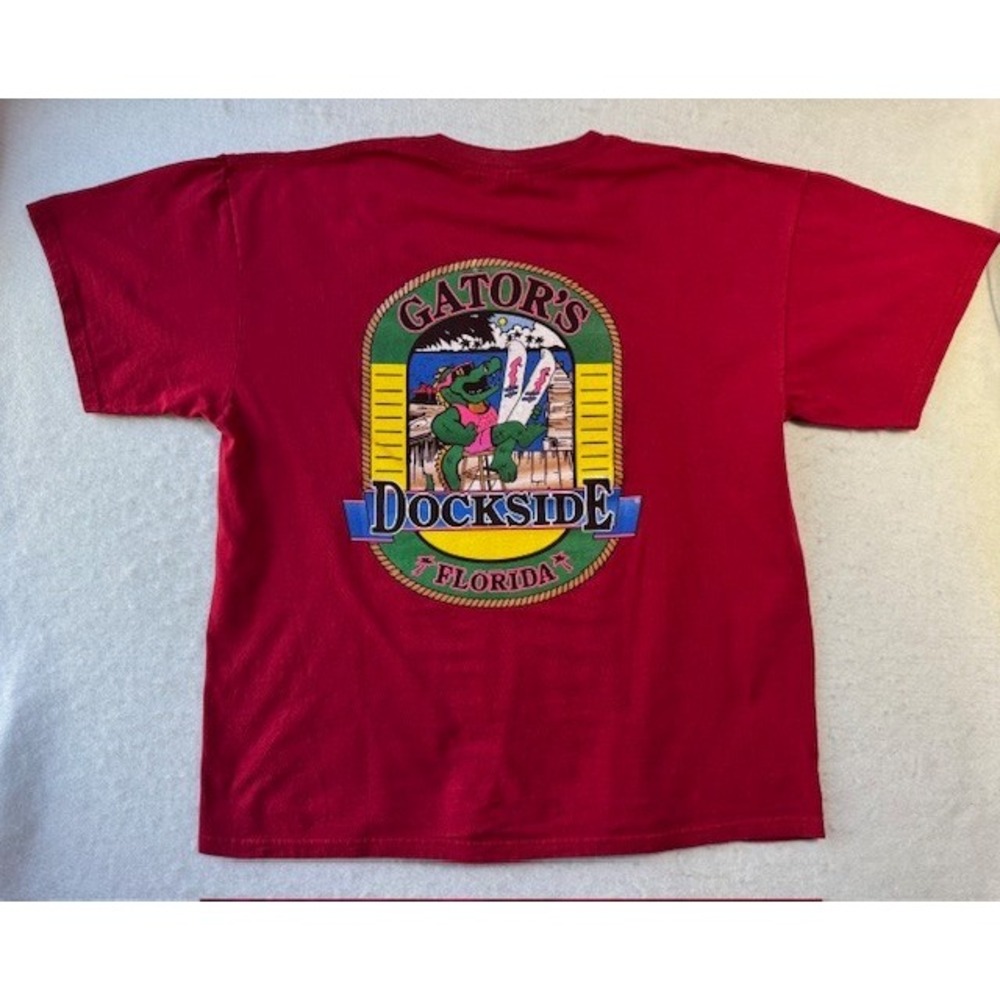 Heavy Cotton Florida Gator's Dockside Restaurant Short Sleeve XL Red Beach EUC